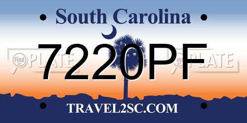 7220PF South Carolina License Plate