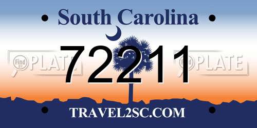 72211 South Carolina License Plate