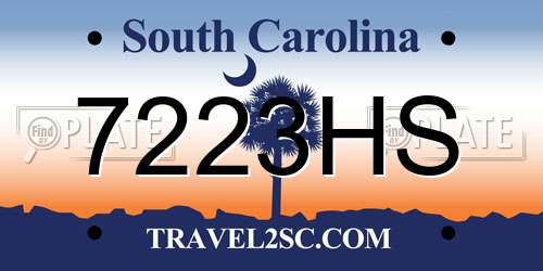 7223HS South Carolina License Plate