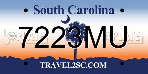 7223MU South Carolina License Plate