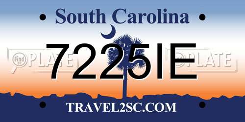 7225IE South Carolina License Plate