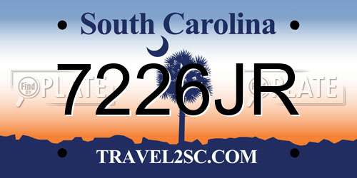 7226JR South Carolina License Plate