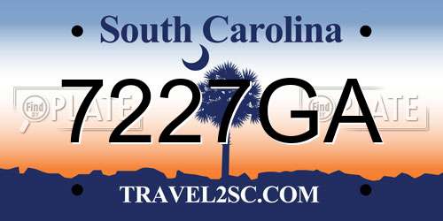 7227GA South Carolina License Plate