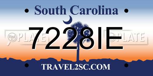 7228IE South Carolina License Plate