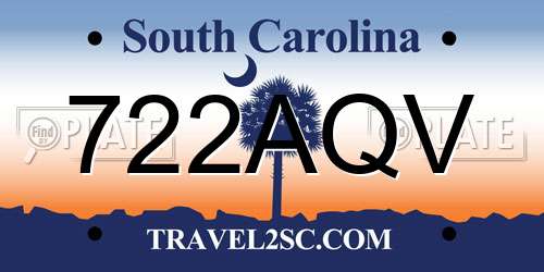 722AQV South Carolina License Plate