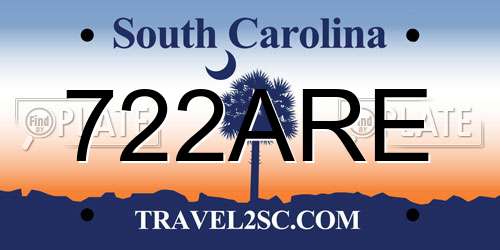 722ARE South Carolina License Plate