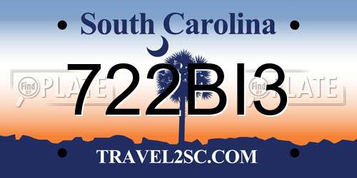 722BI3 South Carolina License Plate