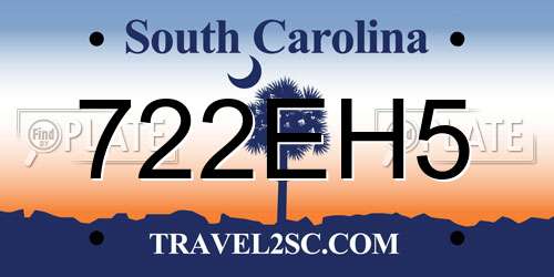 722EH5 South Carolina License Plate