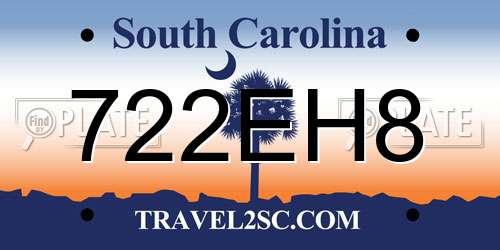 722EH8 South Carolina License Plate