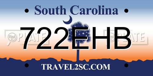 722EHB South Carolina License Plate