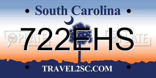 722EHS South Carolina License Plate