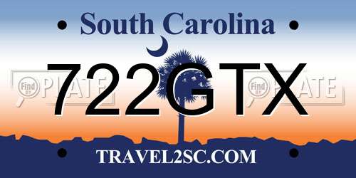 722GTX South Carolina License Plate