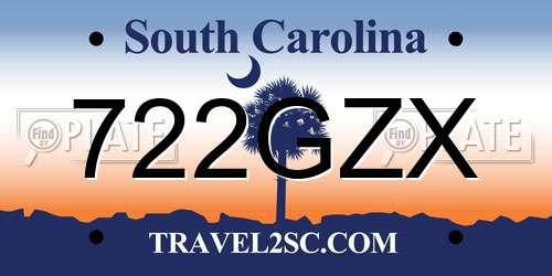 722GZX South Carolina License Plate