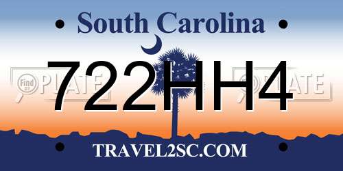 722HH4 South Carolina License Plate