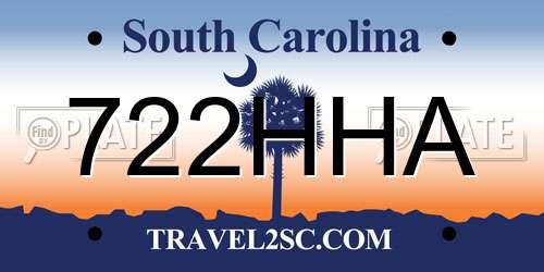 722HHA South Carolina License Plate
