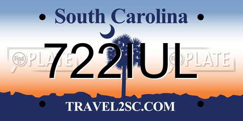 722IUL South Carolina License Plate