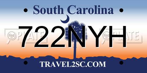 722NYH South Carolina License Plate