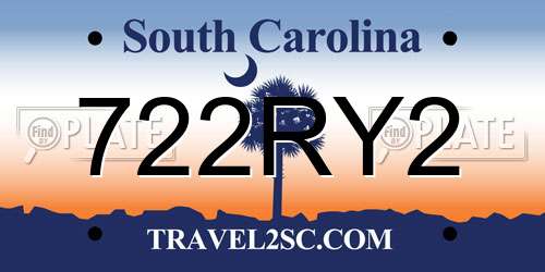 722RY2 South Carolina License Plate