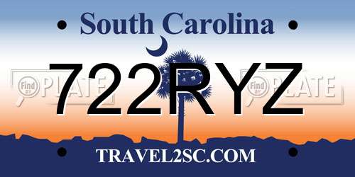 722RYZ South Carolina License Plate