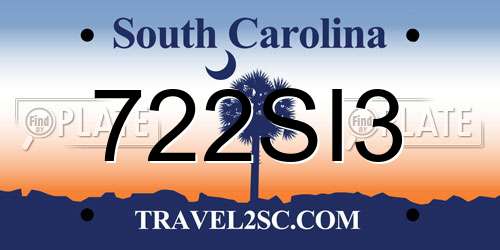 722SI3 South Carolina License Plate