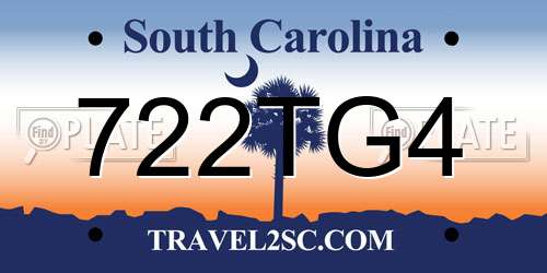 722TG4 South Carolina License Plate
