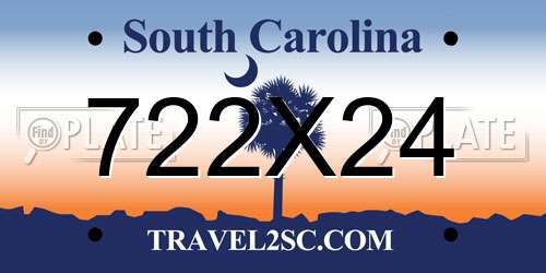 722X24 South Carolina License Plate