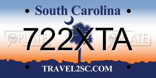 722XTA South Carolina License Plate