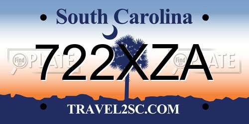 722XZA South Carolina License Plate