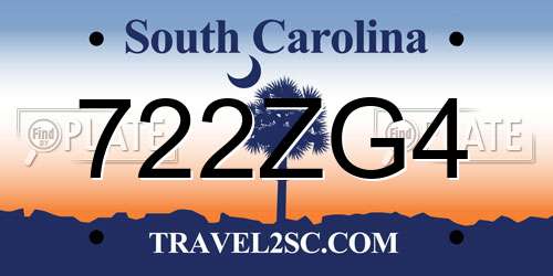 722ZG4 South Carolina License Plate