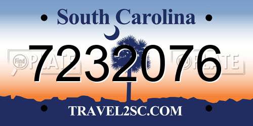 7232076 South Carolina License Plate