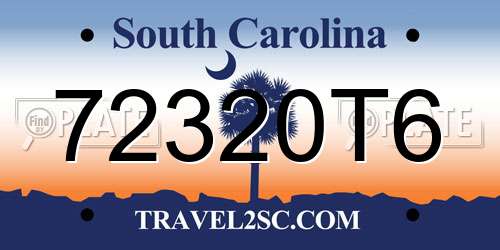 72320T6 South Carolina License Plate