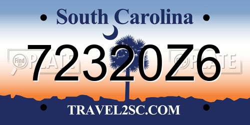 72320Z6 South Carolina License Plate