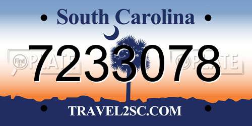7233078 South Carolina License Plate