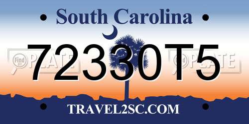 72330T5 South Carolina License Plate