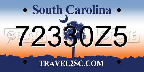 72330Z5 South Carolina License Plate