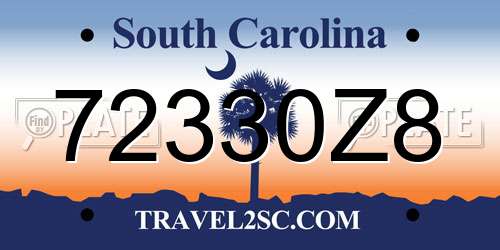 72330Z8 South Carolina License Plate