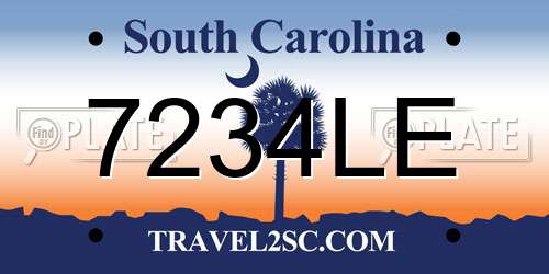 7234LE South Carolina License Plate