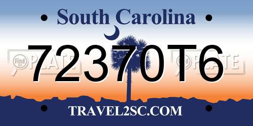 72370T6 South Carolina License Plate