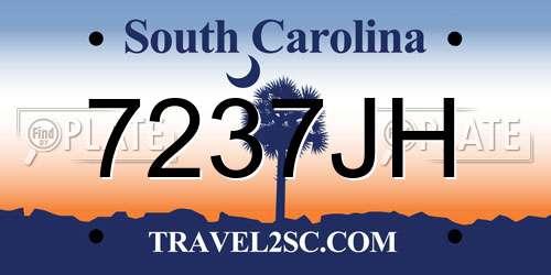 7237JH South Carolina License Plate