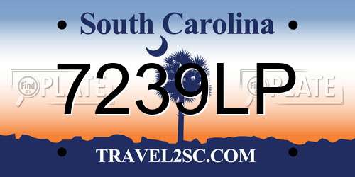 7239LP South Carolina License Plate