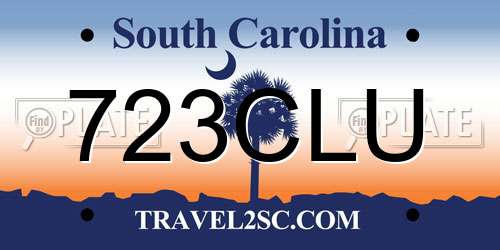 723CLU South Carolina License Plate