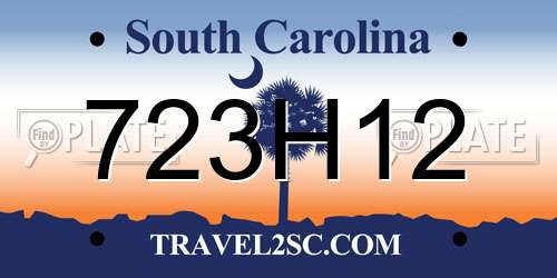 723H12 South Carolina License Plate