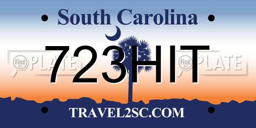 723HIT South Carolina License Plate