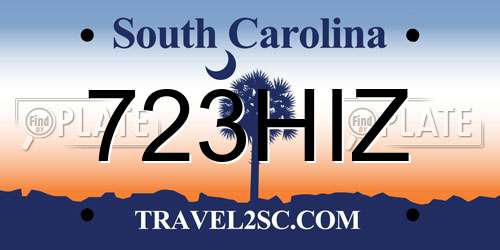 723HIZ South Carolina License Plate