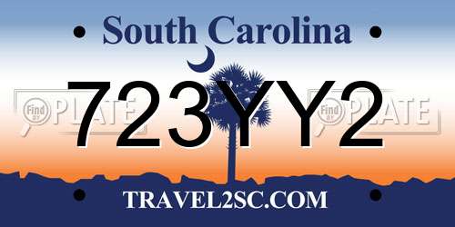 723YY2 South Carolina License Plate