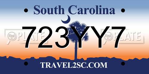 723YY7 South Carolina License Plate