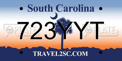 723YYT South Carolina License Plate