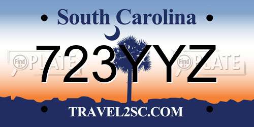 723YYZ South Carolina License Plate