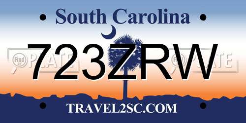 723ZRW South Carolina License Plate