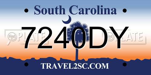 7240DY South Carolina License Plate